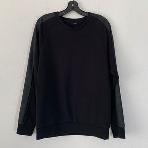 H&M black crew neck faux leather detail sweatshirt